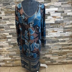 Nora Cora One Shoulder Dress - Blue and Gray